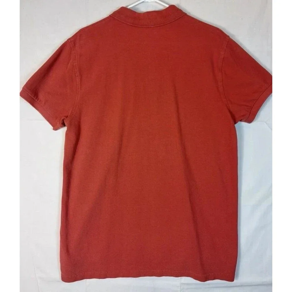J Crew Oarsman Polo S/S Piqued Cotton Orange Men’s Large Summer Casual Preppy